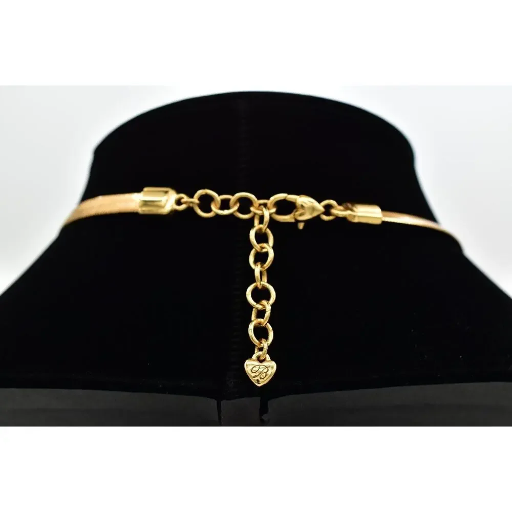 Brighton Collar Necklace Chunky Gold Bib Shiny Brushed Matte Heavy Signed BinBL